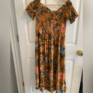 Kimchi Blue urban outfitters orange floral midi dress